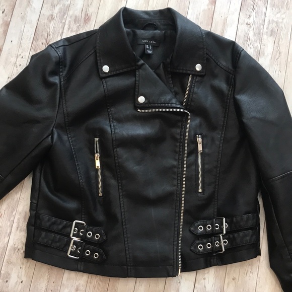 New Look ASOS Black Cropped Leather Jacket - Picture 7 of 12